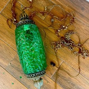 Vintage light green glass & copper. Needs a Little love but will be great!